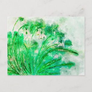 Snow-bells watercolor. painted flowers. postcard
