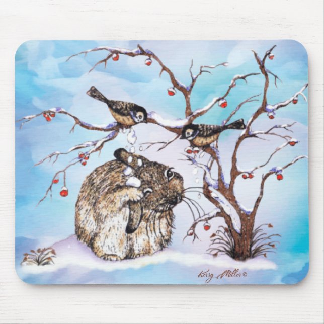 Snow Birds And Bunny Mouse Pad (Front)