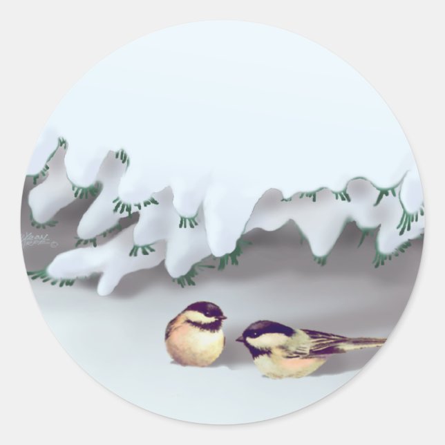 SNOW BIRDS by SHARON SHARPE Classic Round Sticker (Front)
