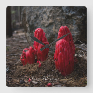 Snow Blossoms Square Wall Clock
