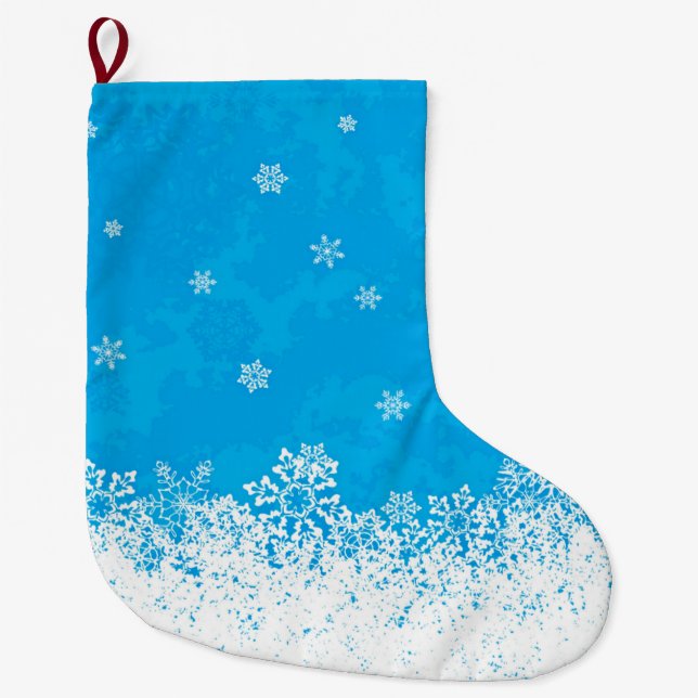 Snow Blue Christmas Stocking (Front)