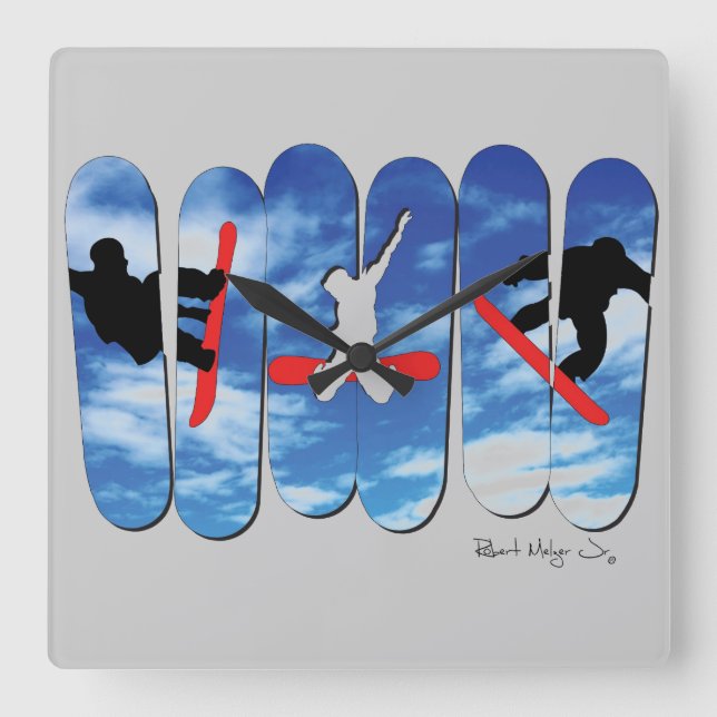 Snow Boarding Free Style Clock (Front)