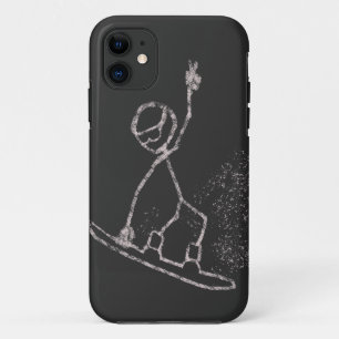 Snow boarding Stickman jump air nose grab peace iPhone 11 Case