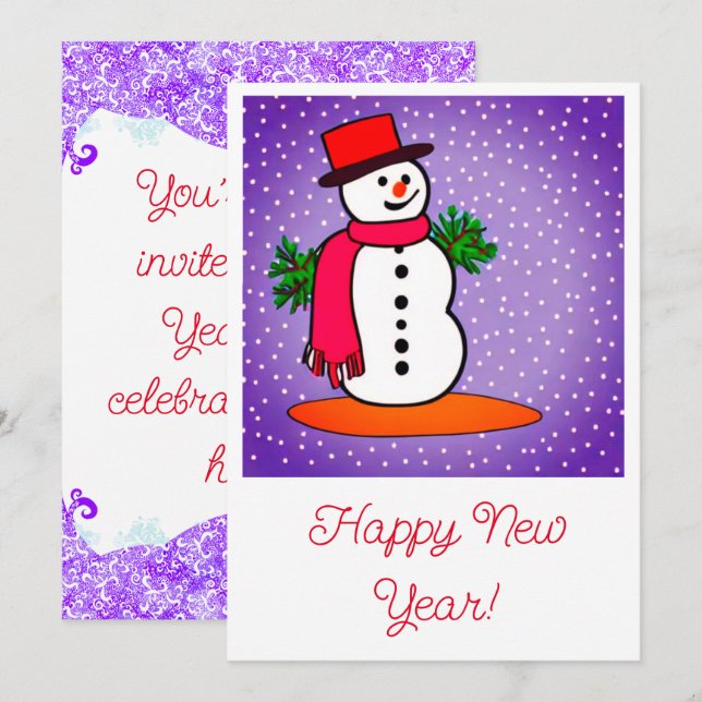 Snow Bonhomme new year invitation (Front/Back)