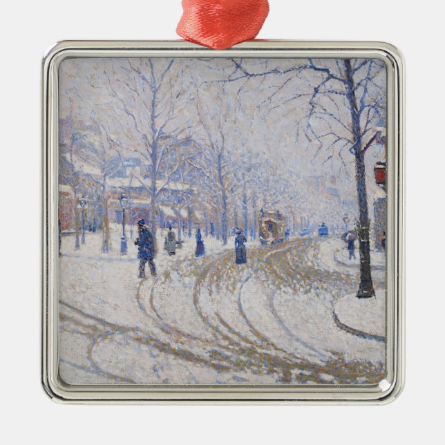 Snow, Boulevard de Clichy, Paris, 1886 Metal Ornament (Front)