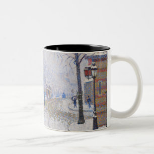 Snow, Boulevard de Clichy, Paris, 1886 Two-Tone Coffee Mug