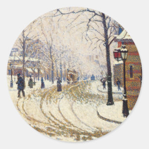 Snow, Boulevard de Clichy, Paris by Paul Signac Classic Round Sticker