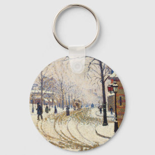 Snow, Boulevard de Clichy, Paris by Paul Signac Key Ring