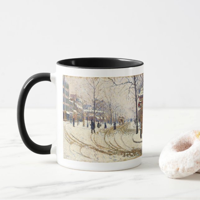 Snow, Boulevard de Clichy, Paris by Paul Signac Mug (With Donut)