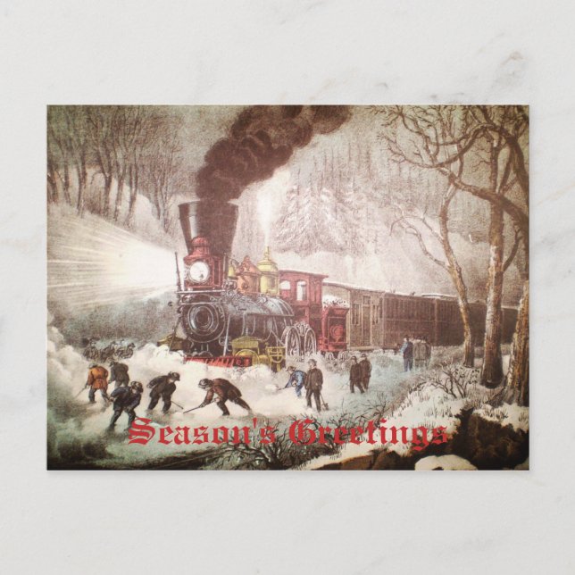 Snow Bound Train Christmas Postcard (Front)