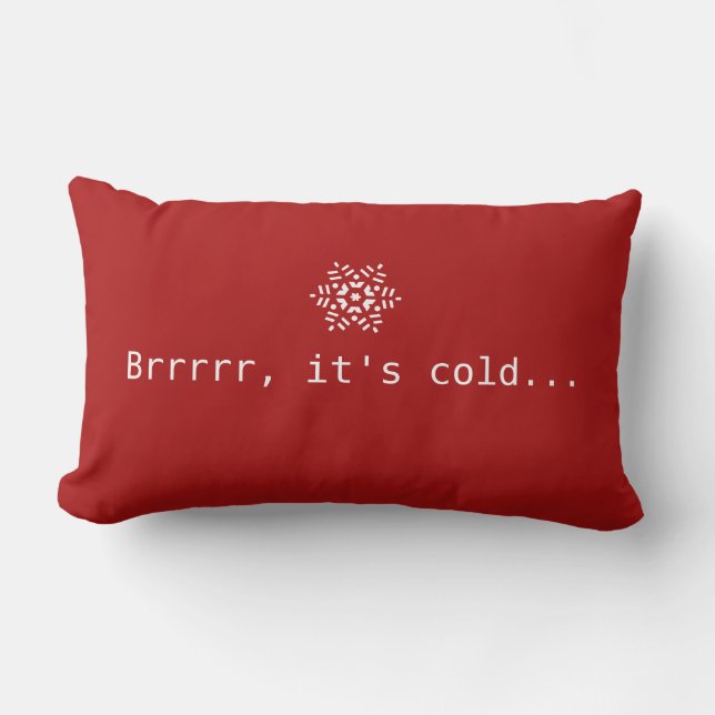 Snow Brrrrr It's Cold Winter Red Cosy Red & White Lumbar Cushion (Front)