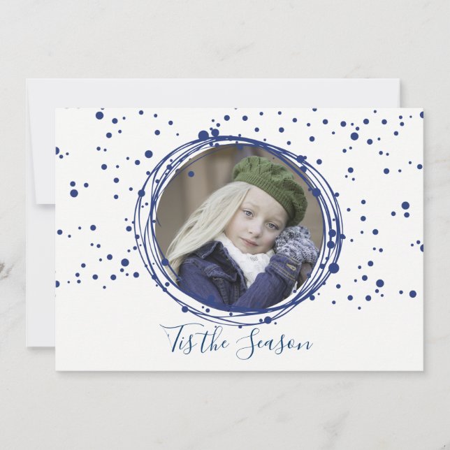 Snow Bubbles Christmas Wreath Photo Card (Front)