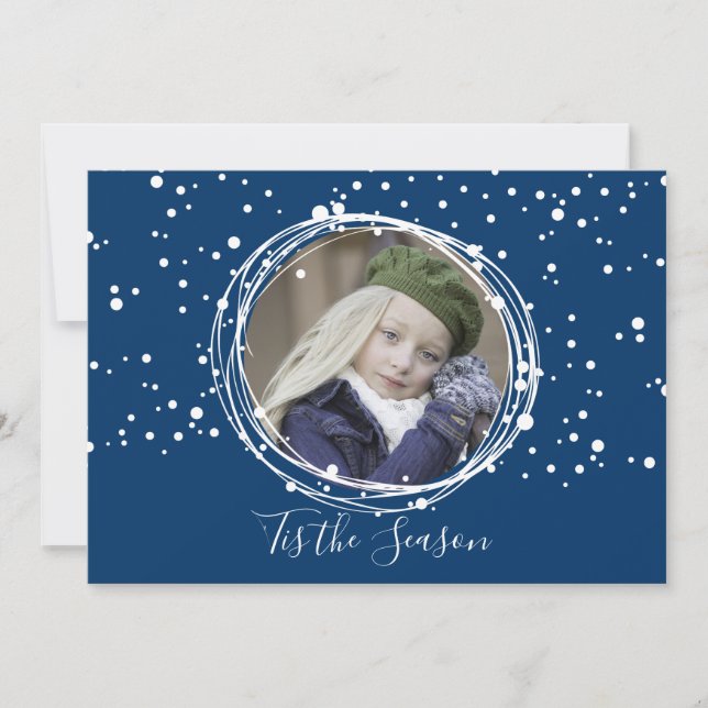Snow Bubbles Christmas Wreath Photo Card (Front)