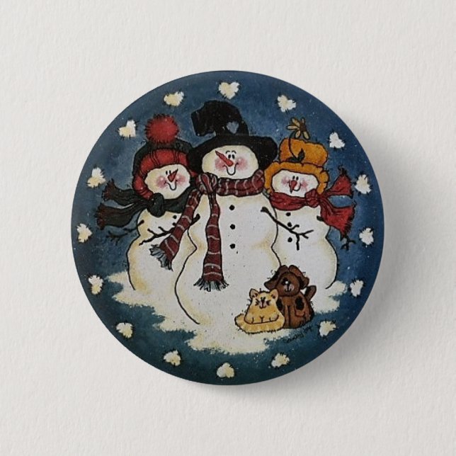Snow Buddies Snowman Button Pin (Front)