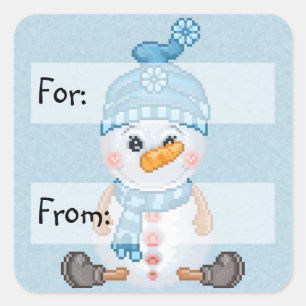 Snow Buddy Pixel Art Square Sticker