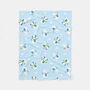 Snow Bunnies & Snow Pandas Fleece Blanket