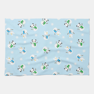 Snow Bunnies & Snow Pandas Tea Towel