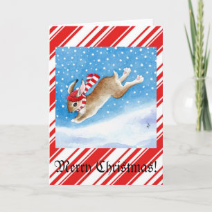 Snow bunny Christmas greeting card