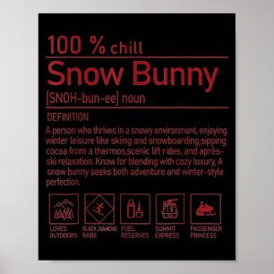 Snow Bunny Definition Funny Trendy Winter Skiing C Poster
