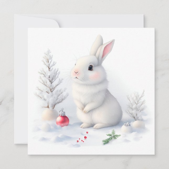 Snow Bunny Merry Christmas Card (Front)
