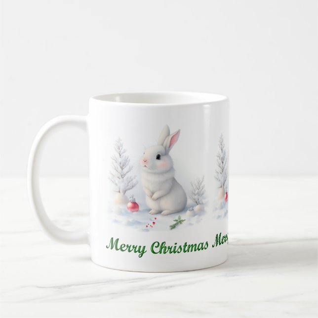 Snow Bunny Merry Christmas Mug (Left)