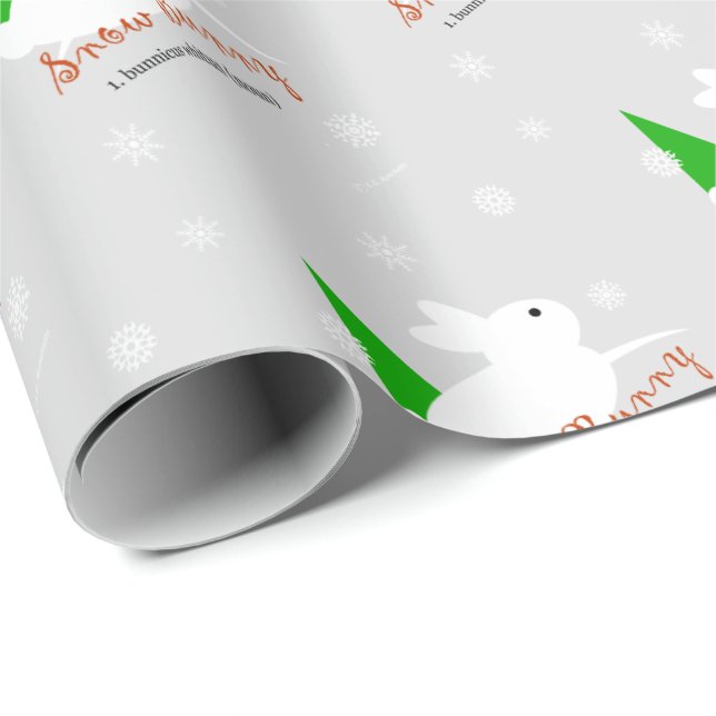 Snow Bunny Rabbit Christmas Wrapping Paper (Roll Corner)