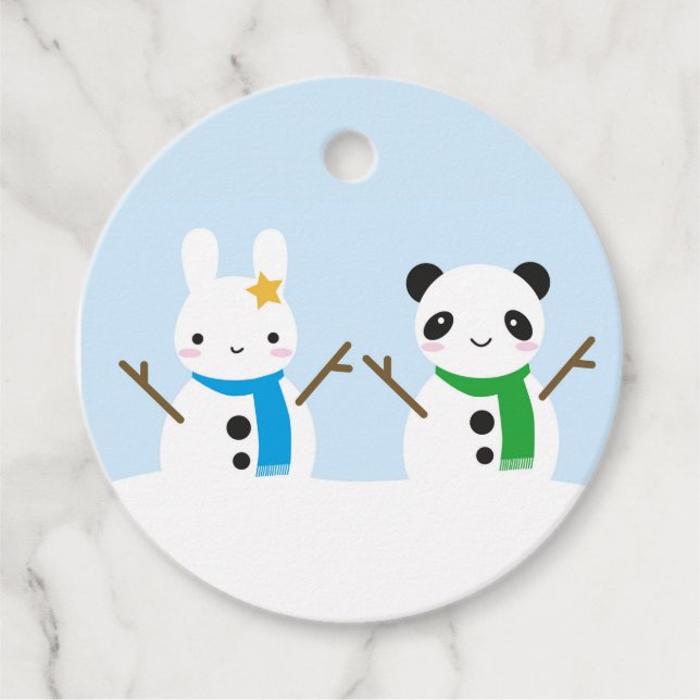 Snow Bunny & Snow Panda Favour Tags (Front)