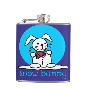 Snow Bunny Snowman Rabbit funny Hip Flask