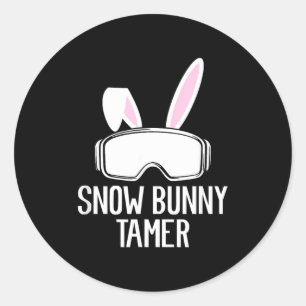 Snow bunny tamer ski funny apres party skiing skie classic round sticker