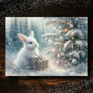 Snow Bunny Winter Forest KJV Bible Verse Christmas Holiday Card