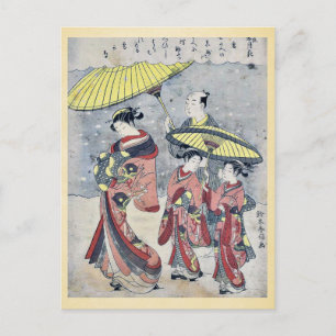 Snow by Suzuki, Harunobu Ukiyoe Postcard