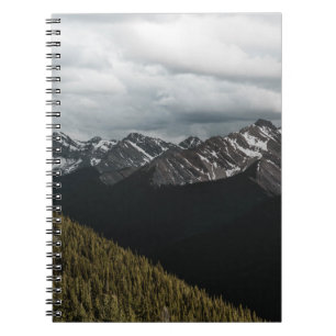 SNOW-CAPPED GRAY ROCKY MOUNTAIN UNDER CLOUDY SKY D NOTEBOOK
