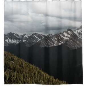 SNOW-CAPPED GRAY ROCKY MOUNTAIN UNDER CLOUDY SKY D SHOWER CURTAIN