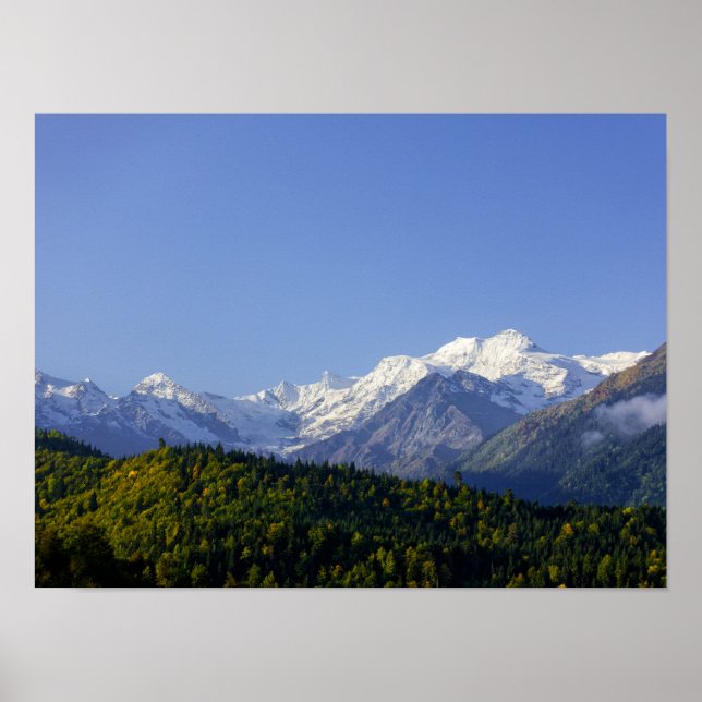 Snow capped Great Caucasus Mountains poster (Front)