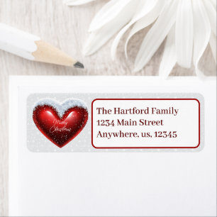 Snow-capped heart custom Christmas address Return Address Label