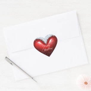 Snow-capped heart custom Christmas Sticker