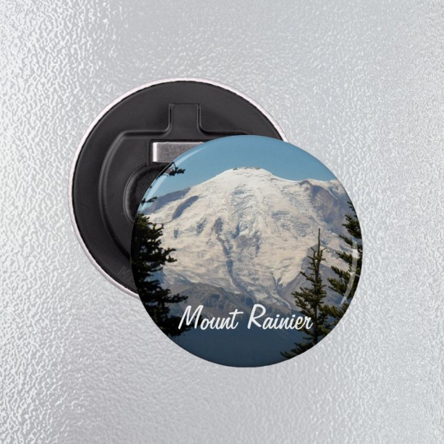Snow Capped Mount Rainier Photo Bottle Opener (In Situ)