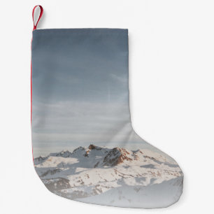 SNOW CAPPED MOUNTAIN AT DAYTIME SMALL CHRISTMAS STOCKING