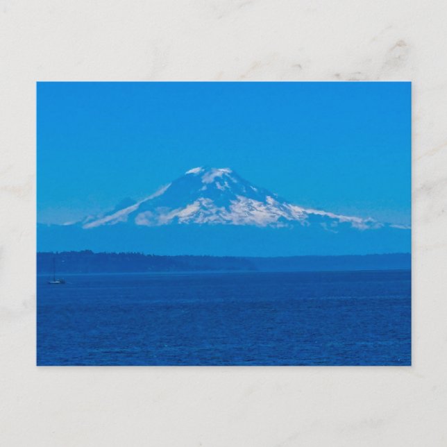 Snow-Capped Mountain Over Blue Water  Postcard (Front)