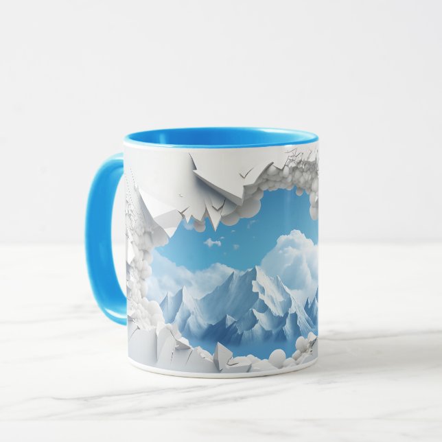 Snow-Capped Mountain Peak Cut-Out Ceramic Coffee Mug (Front Left)