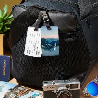 Snow-Capped Mountain Under Crisp Sky Luggage Tag