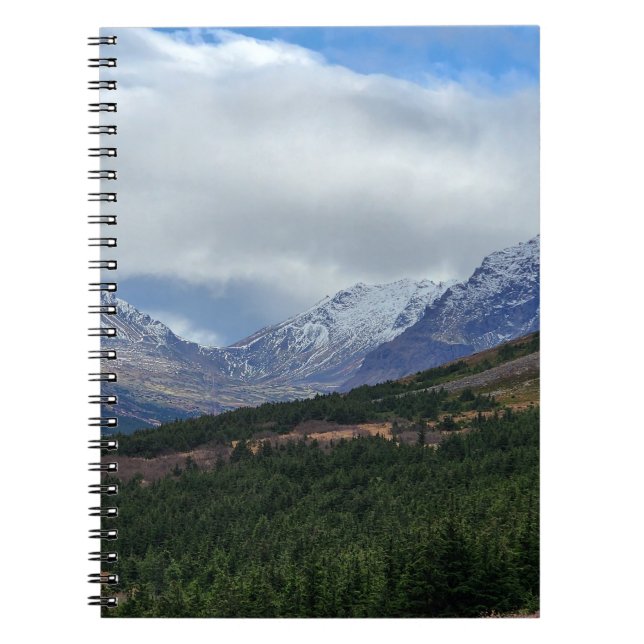 Snow Capped Mountain Valley Nature Scene Notebook (Front)