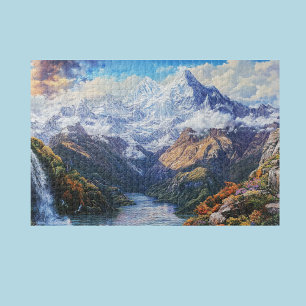 Snow Capped Mountain View  Jigsaw Puzzle