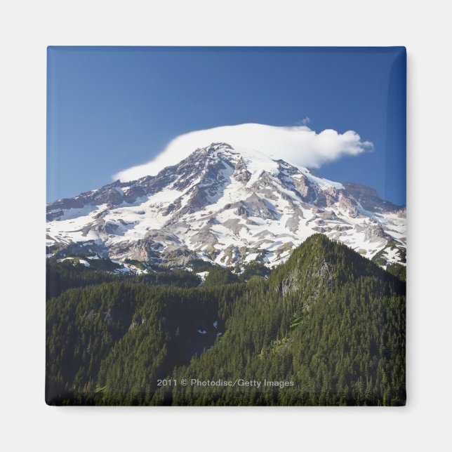 Snow Capped Mountain with Blue Sky & Forest Magnet (Front)