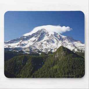 Snow Capped Mountain with Blue Sky & Forest Mouse Pad