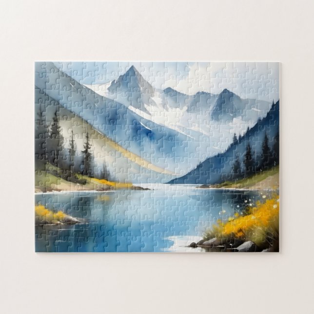 Snow capped mountains and a lake jigsaw puzzle (Horizontal)