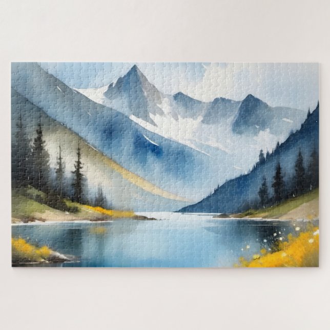 Snow capped mountains and a lake jigsaw puzzle (Horizontal)