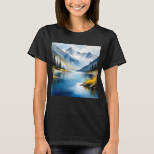 Snow capped mountains and a lake T-Shirt