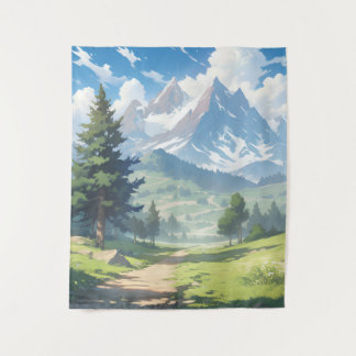Snow-Capped Mountains and Lush Green Forest Tapestry