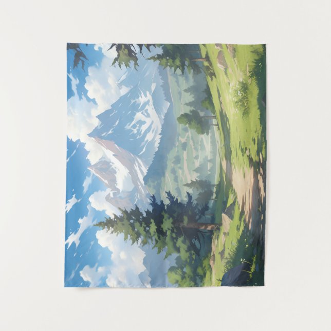 Snow-Capped Mountains and Lush Green Forest Tapestry (Front)